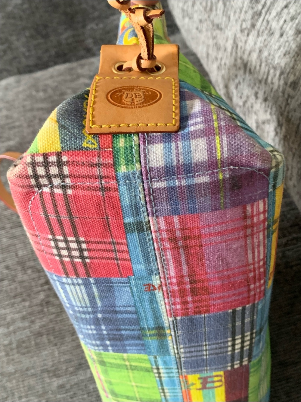 Madras picnic print satchel - Picture 6 of 15